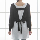 バックディティールボーダー編みニットトップス