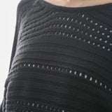 バックディティールボーダー編みニットトップス