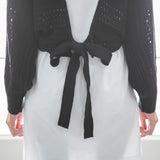 バックディティールボーダー編みニットトップス