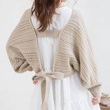 バックディティールボーダー編みニットトップス