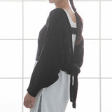 バックディティールボーダー編みニットトップス