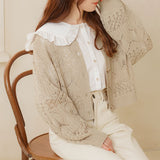 2WAYクルーネック透かし編みカーディガン【ニット】