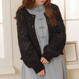 2WAYクルーネック透かし編みカーディガン【ニット】