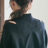 レイヤード風カシミヤタッチカシュクールニットトップス