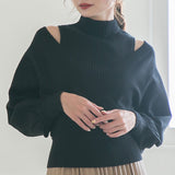 レイヤード風カシミヤタッチカシュクールニットトップス