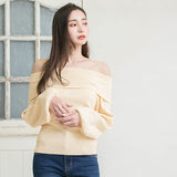 カシミヤタッチオフショルニットトップス