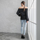 カシミヤタッチオフショルニットトップス