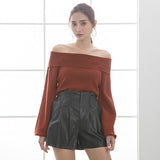 カシミヤタッチオフショルニットトップス