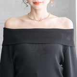 カシミヤタッチオフショルニットトップス