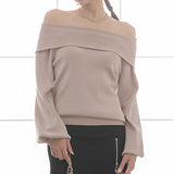 カシミヤタッチオフショルニットトップス