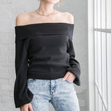 カシミヤタッチオフショルニットトップス