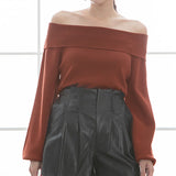 カシミヤタッチオフショルニットトップス