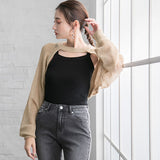 チョーカーデザインレイヤードショートカーディガン【ニット】