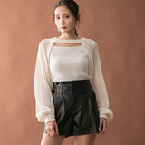 チョーカーデザインレイヤードショートカーディガン【ニット】