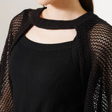 チョーカーデザインレイヤードショートカーディガン【ニット】