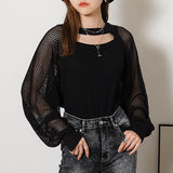 チョーカーデザインレイヤードショートカーディガン【ニット】