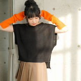 【メール便】ロールネックデザインニットベスト