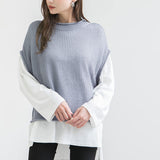 【メール便】ロールネックデザインニットベスト