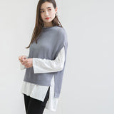 【メール便】ロールネックデザインニットベスト