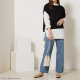 【メール便】ロールネックデザインニットベスト