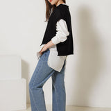 【メール便】ロールネックデザインニットベスト