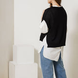 【メール便】ロールネックデザインニットベスト