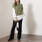 【メール便】ロールネックデザインニットベスト