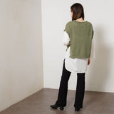 【メール便】ロールネックデザインニットベスト