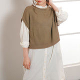 【メール便】ロールネックデザインニットベスト