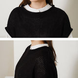 【メール便】ロールネックデザインニットベスト