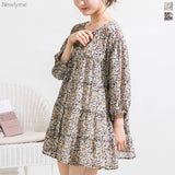 【メール便】花柄バックリボンボタンミニワンピース