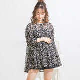 【メール便】花柄バックリボンボタンミニワンピース