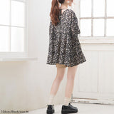 【メール便】花柄バックリボンボタンミニワンピース