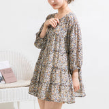 【メール便】花柄バックリボンボタンミニワンピース