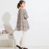 【メール便】花柄バックリボンボタンミニワンピース