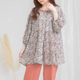 【メール便】花柄バックリボンボタンミニワンピース