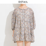 【メール便】花柄バックリボンボタンミニワンピース