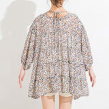 【メール便】花柄バックリボンボタンミニワンピース