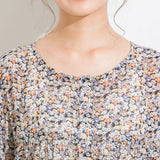 【メール便】花柄バックリボンボタンミニワンピース