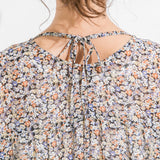 【メール便】花柄バックリボンボタンミニワンピース