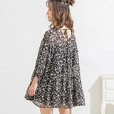 【メール便】花柄バックリボンボタンミニワンピース