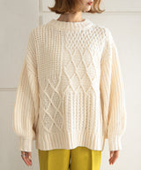 パッチワークケーブルニット