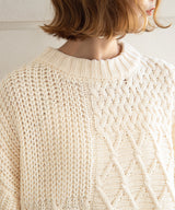 パッチワークケーブルニット