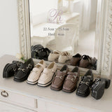 スクエアトゥベルトローファーパンプス