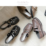 スクエアトゥベルトローファーパンプス