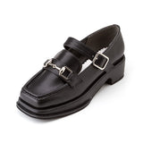 スクエアトゥベルトローファーパンプス