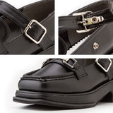 スクエアトゥベルトローファーパンプス