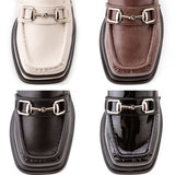 スクエアトゥベルトローファーパンプス