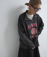 ハーフジップロゴ裏起毛スウェット