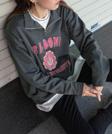 ハーフジップロゴ裏起毛スウェット